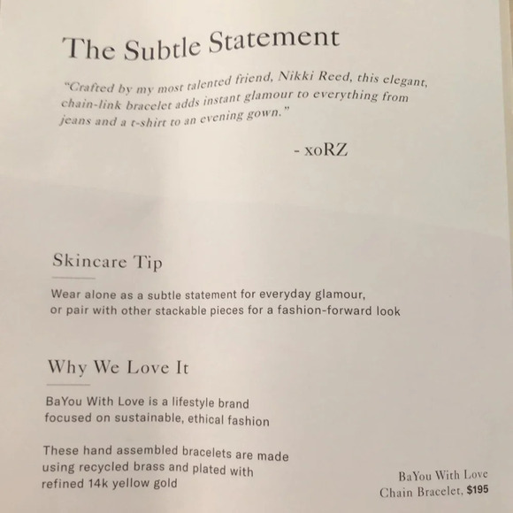 New Box of Style BaYou With Love Chain Link Bracelet 14k gold plated Jewelry NWT - Picture 4 of 4